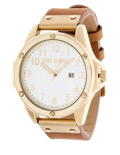 Steve Madden Screw Accented Leather Watch