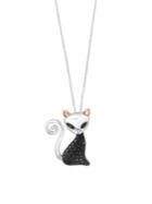 Effy Sterling Silver And Black Diamond Pendant Necklace
