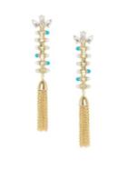 Sole Society Faux Pearl And Crystal Linear Tassel Earrings
