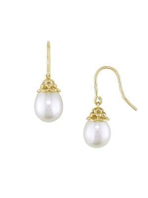 Sonatina 9-10mm Cultured Freshwater Pearl And 14k Gold Filigree Drop Earrings