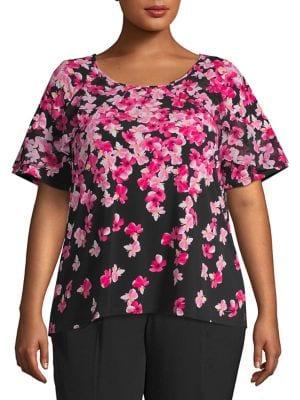 Calvin Klein Plus Floral Short Sleeve Top