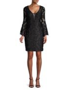 Betsy & Adam V-neck Illusion Lace Sheath Dress