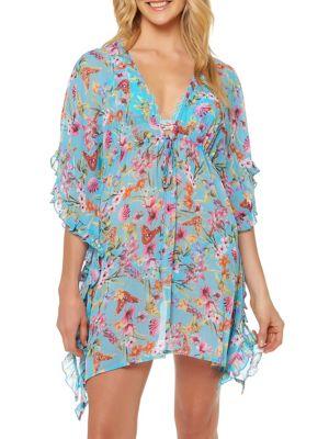 Jessica Simpson Frilled Chiffon Cover Up