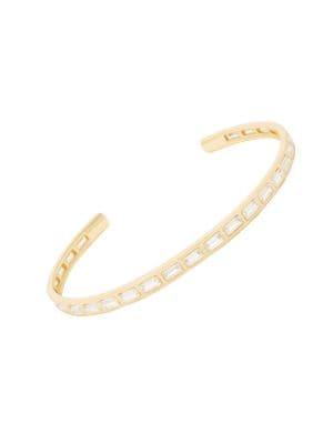Sole Society Goldtone And Crystal Thin Stone Cuff Bracelet