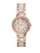 Fossil Virginia Two-tone Horn And Glitz Stainless Steel Watch