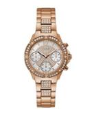 Guess Crystal-trimmed Rose Goldtone Stainless Steel Chronograph Watch