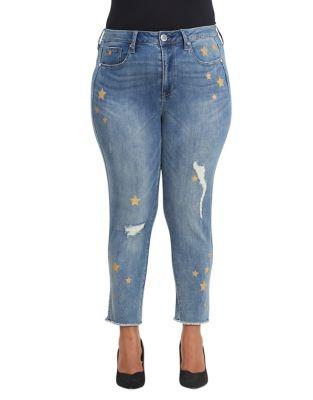 Melissa Mccarthy Seven7 Plus Distressed Star High-rise Jeans