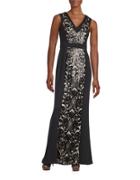 Calvin Klein Sequined Mesh-accented Gown