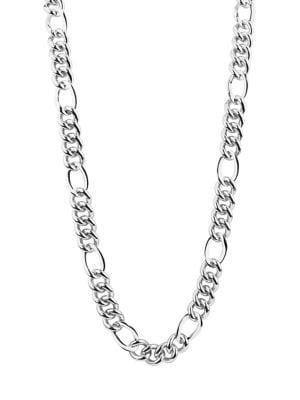 Gold And Honey Figaro Sterling Silver Link Necklace