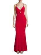 Betsy & Adam Strappy Ruffle Evening Gown
