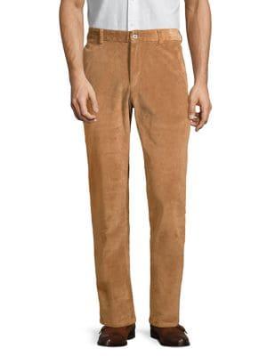 Black Brown Corduroy Flat-front Pants