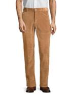 Black Brown Corduroy Flat-front Pants
