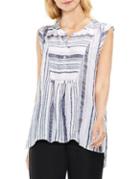 Two By Vince Camuto Variegated Step Sleeveless Striped Henley
