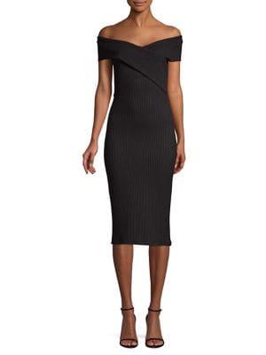 Michael Michael Kors Striped Off-the-shoulder Bodycon Dress
