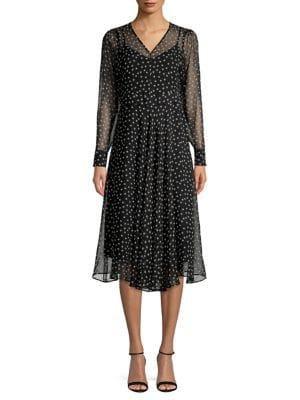 Max Mara Studio Printed Silk A-line Dress