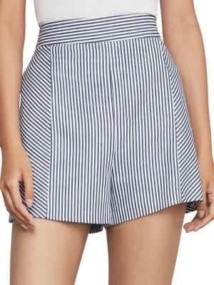 Bcbgmaxazria Striped Flat Front Cotton Blend Shorts