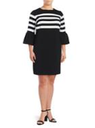 Michael Michael Kors Plus Striped Bell Sleeve Dress