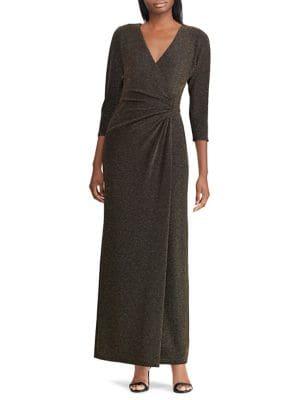Lauren Ralph Lauren Metallic Jacquard Wrap Dress