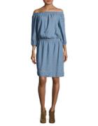 Calvin Klein Chambray Off-the-shoulder Dress