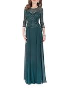 Glamour By Terani Couture Embellished Roundneck Gown