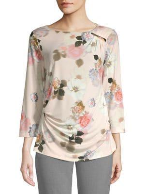 Calvin Klein Floral Printed Ruched Top