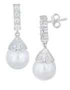 Lord & Taylor Sterling Silver And Pearl Drop Earrings