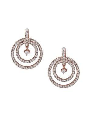Ak Anne Klein Rose Goldtone And Crystal Orbital Earrings