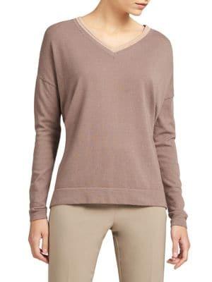 Dkny Lurex Trim Dropped Shoulder Pullover