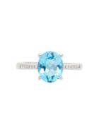 Lord & Taylor Sterling Silver, Diamond, And Blue Topaz Ring