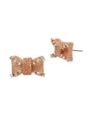 Betsey Johnson Not Your Babe Crystal Mesh Bow Stud Earrings
