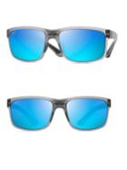 Maui Jim 58mm Pokowai Arch Translucent Matte Grey Rectangular Sunglasses