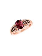 Le Vian Chocolatier Raspberry Rhodolite, Vanilla Diamonds, Chocolate Diamonds And 14k Strawberry Gold Ring