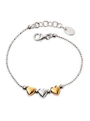 D For Diamond Silver & Gold Three Heart Bracelet