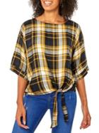 Dorothy Perkins Plaid Tie-front Top