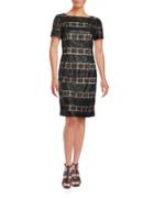 Nue By Shani Lace-trimmed Faux Leather Sheath Dress