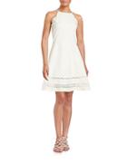 Design Lab Lord & Taylor Crochet-accented Fit-and-flare Dress