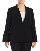 Tahari Arthur S. Levine Plus Star Neck Flare-sleeve Jacket