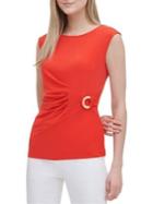 Calvin Klein Round Neck Ruched Top