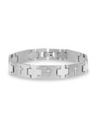 Lord & Taylor Cross Square Stainless Steel Link Bracelet