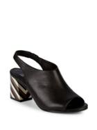 Eileen Fisher Bobbi Leather Stripped Heeled Sandals