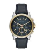 Armani Exchange Outer Banks Stainless Steel Chronograph Leather-strap Watch