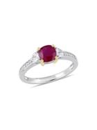 Sonatina Ruby, White Sapphire, & 14k White Gold 3-stone Ring