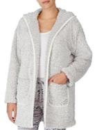 Pj Couture Faux Fur Open-front Hooded Cardigan