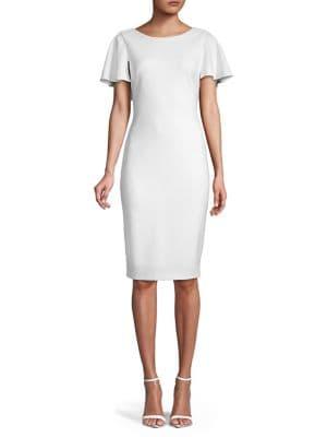 Calvin Klein Ruffle Cape Sheath Dress