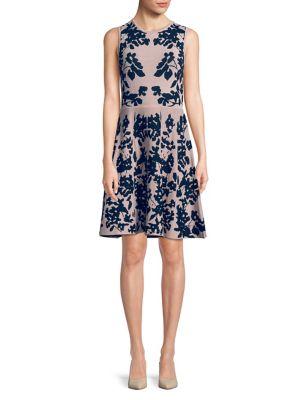 Eliza J Floral Knit Sleeveless A-line Dress