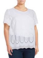 Vince Camuto Plus Scalloped Eyelet Cotton Top