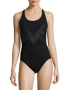 Profile Sport Onyx Scoopneck Back Cutout One-piece Swimsuit