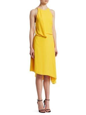 Halston Heritage Asymmetric Drape Dress