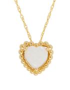 Lord & Taylor Opal And 14k Yellow Gold Beaded Heart Pendant Necklace