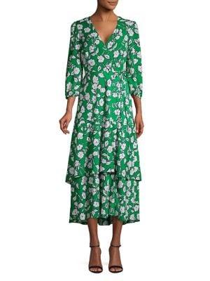 Eliza J Floral Faux-wrap Midi Dress
